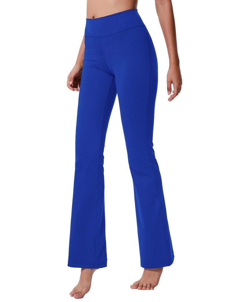 ChinFun Flare Leggings for Women with Pockets Wide Leg Bootcut Dress Yoga Pants Stretchy Formal Office Straight Leg Work Pants Royal Blue Size S - Image 1